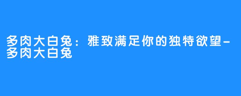 多肉大白兔：雅致满足你的独特欲望-多肉大白兔