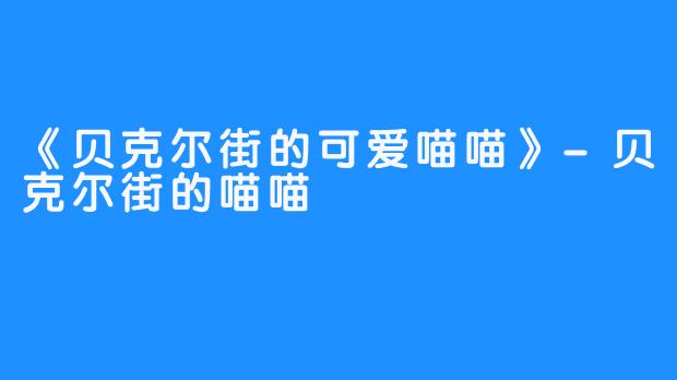 《贝克尔街的可爱喵喵》-贝克尔街的喵喵