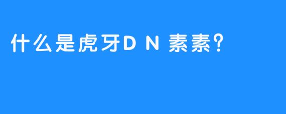 什么是虎牙DN素素？