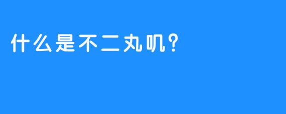 什么是不二丸叽？