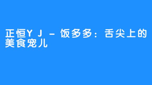 正恒YJ-饭多多：舌尖上的美食宠儿