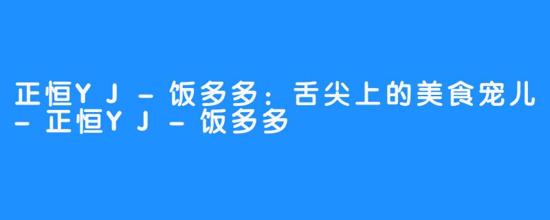 正恒YJ-饭多多：舌尖上的美食宠儿-正恒YJ-饭多多