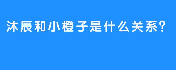 沐辰和小橙子是什么关系？