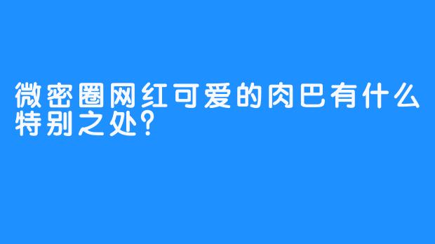 微密圈网红可爱的肉巴有什么特别之处？