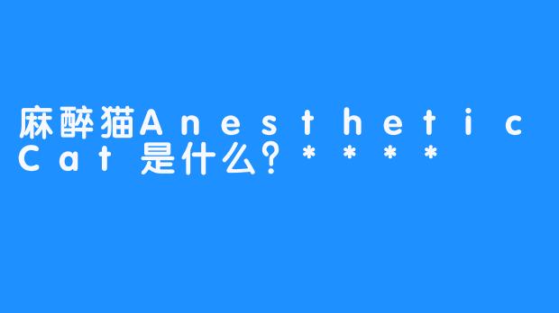 麻醉猫AnestheticCat是什么？****