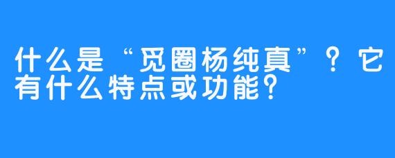什么是“觅圈杨纯真”？它有什么特点或功能？