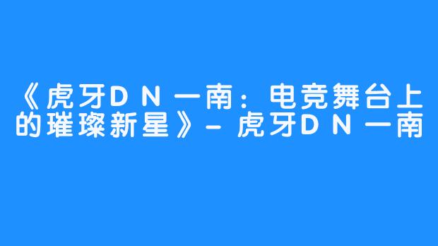 《虎牙DN一南：电竞舞台上的璀璨新星》-虎牙DN一南