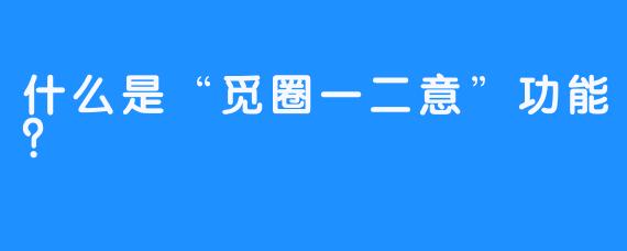 什么是“觅圈一二意”功能？