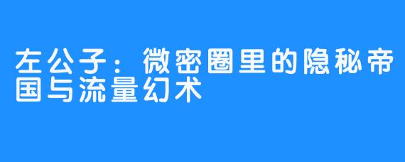 左公子：微密圈里的隐秘帝国与流量幻术