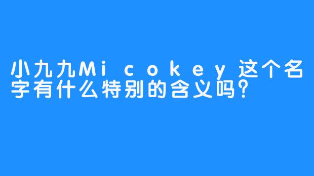 小九九Micokey这个名字有什么特别的含义吗？