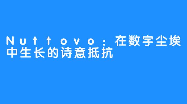 Nuttovo：在数字尘埃中生长的诗意抵抗